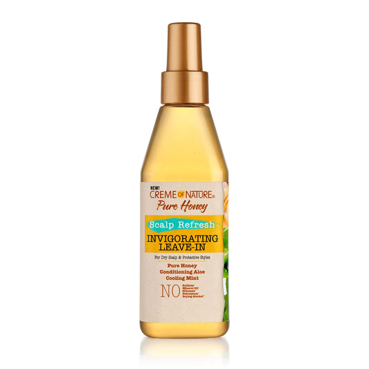 CREAM OF NATURE Pure Honey Scalp Refresh Leave-In Conditioner, With Aloe Vera, Peppermint & Honey, Detangles & Moisturizes Hair & Scalp, Ideal for Braids, 8 oz