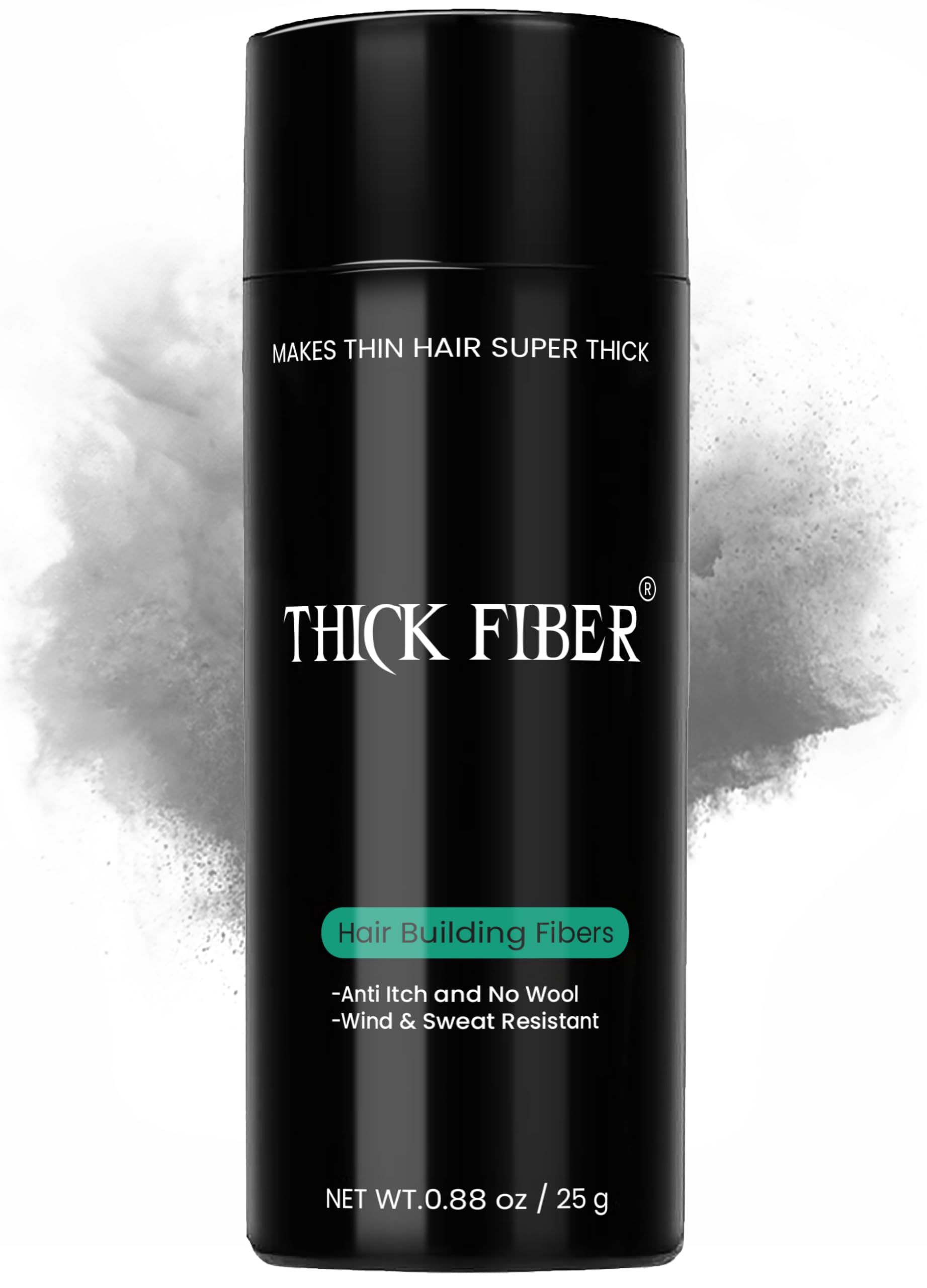 THICK FIBER Hair Fibers for Thinning Hair & Bald spots (GRAY) - 25g Bottle - Conceals Hair Loss in Seconds - Hair Powder for Women & Men