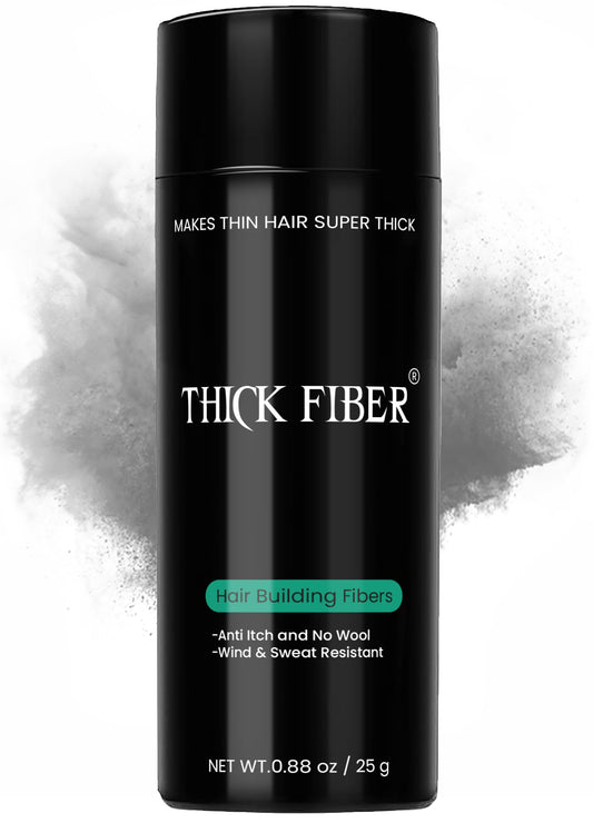 THICK FIBER Hair Fibers for Thinning Hair & Bald spots (GRAY) - 25g Bottle - Conceals Hair Loss in Seconds - Hair Powder for Women & Men