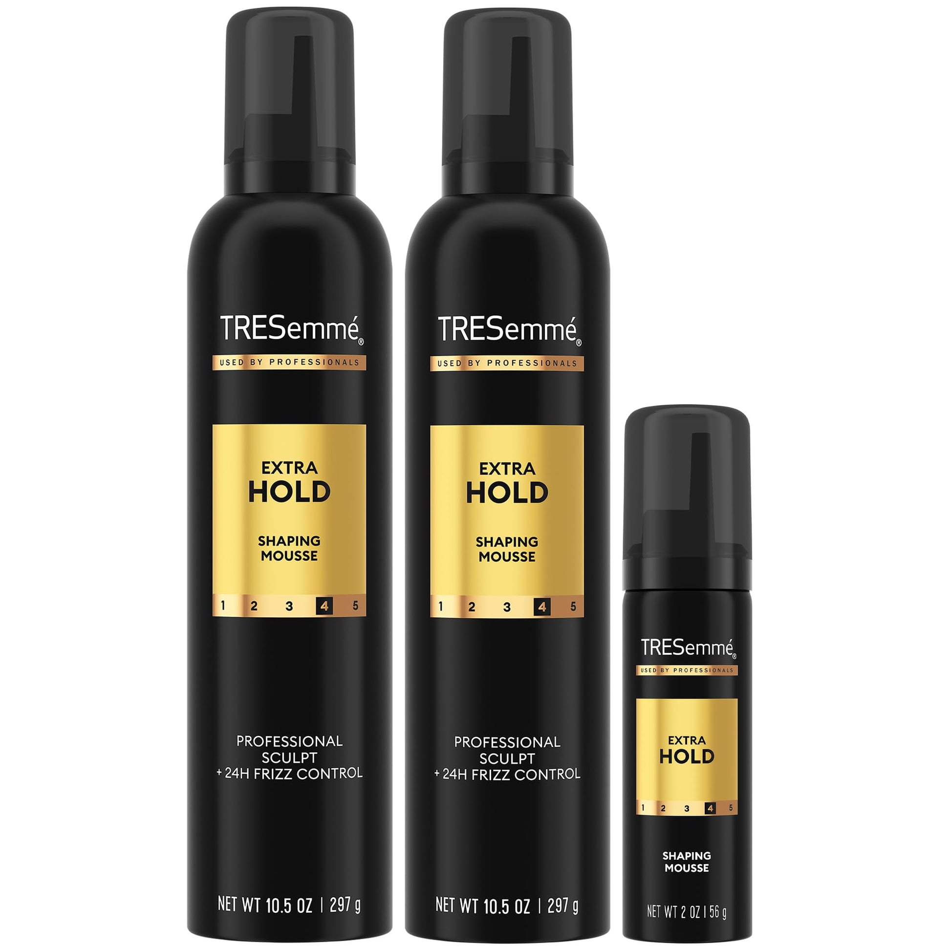 TRESEMME Shaping Mousse, Extra Hold 2-Pack + Travel-Size Bottle Moisturizing Hair Mousse for Sculpting, 24H Frizz Control (3 Piece Set)