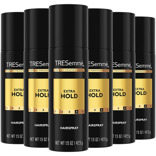 TRESEMME Travel Hairspray, Extra Hold, 6-Pack Moisturizing Hair Spray, Anti-Humidity, Anti-Frizz Hair Products, 1.5 Oz Ea