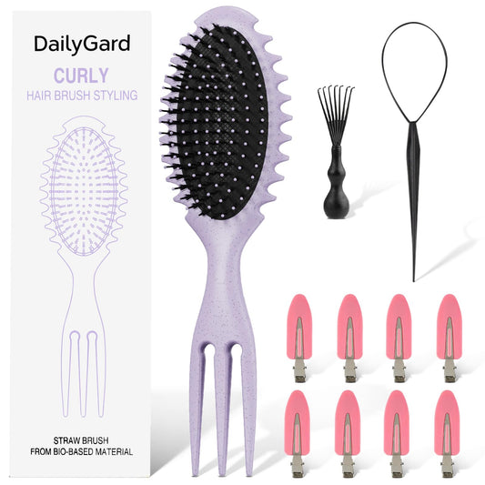 Curl Defining Hair Brush, Wet Hair Brush for Women and Men, Detangler Hairbrush for Wet & Dry, Styling Brush for Curly Hair, Shaping and Defining Curls for Long/Wavy/Damaged Hair, Purple