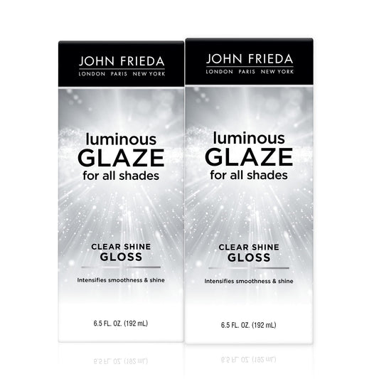 JOHN FRIEDA Luminous Glaze Clear Shine Hair Gloss, Enhances Color and Adds Gloss for a Reflective Sheen on Color-Treated or Natural Hair, 6.5 Oz, Pack of 2
