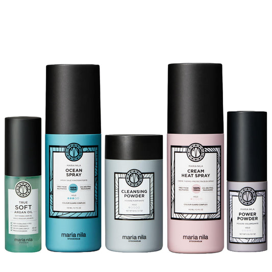 Maria Nila, The Styling Beauty Bag, 5 Styling Products to get Creative with your Looks, 100% Vegan & Sulfate/Paraben free