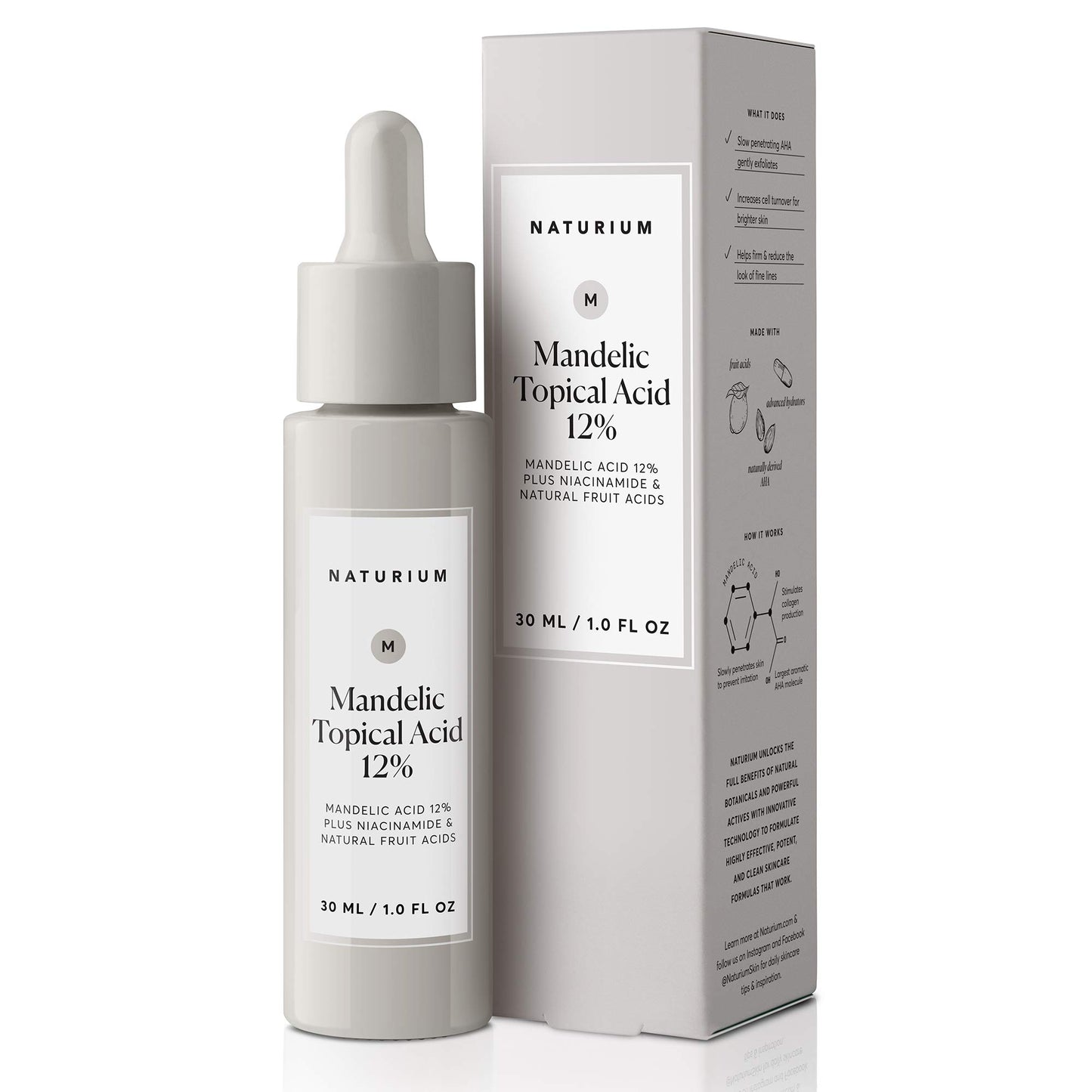 Naturium Mandelic Topical Acid 12%, Plus Niacinamide & Natural Fruit Acids, Anti-Aging Skin Care, 1 oz