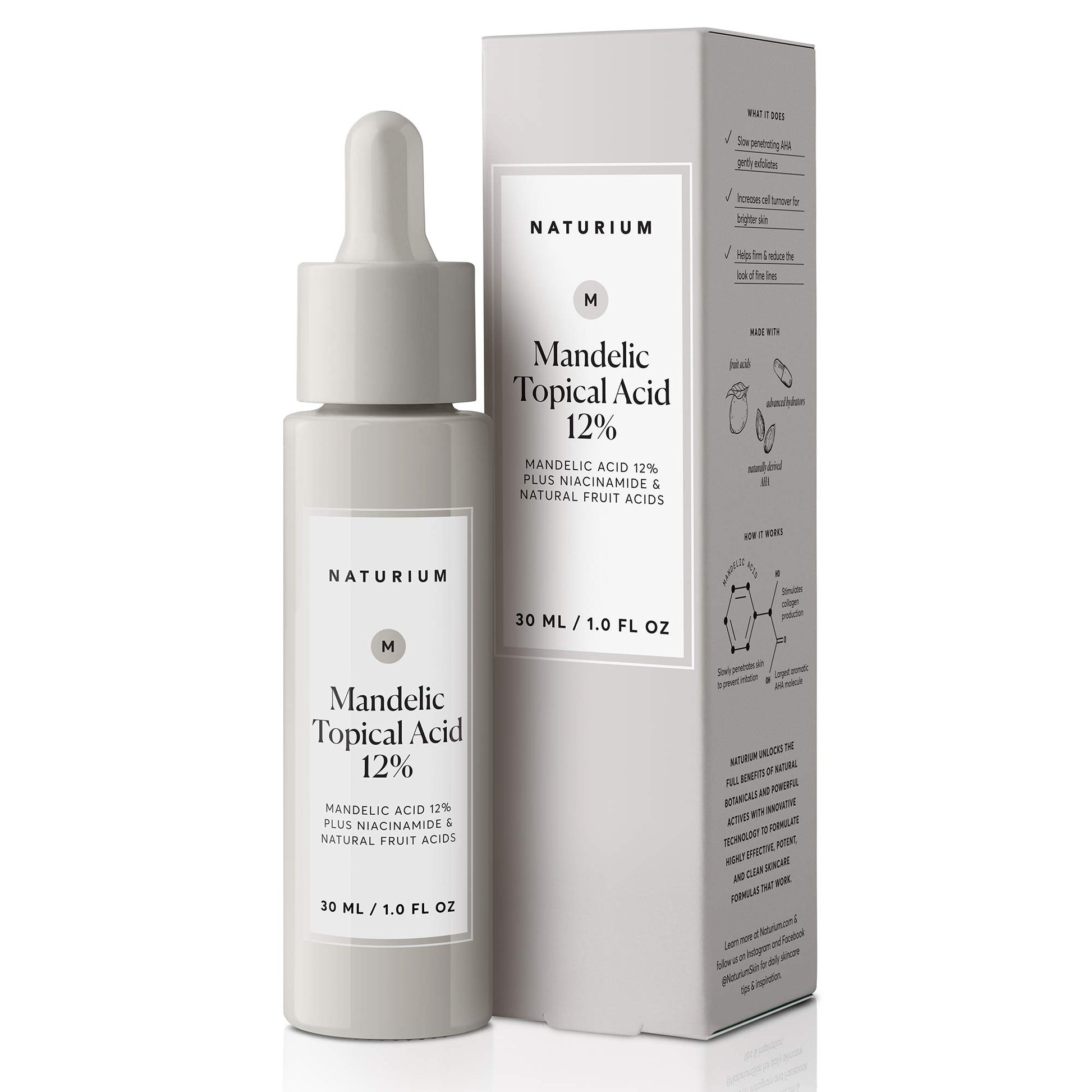 Naturium Mandelic Topical Acid 12%, Plus Niacinamide & Natural Fruit Acids, Anti-Aging Skin Care, 1 oz