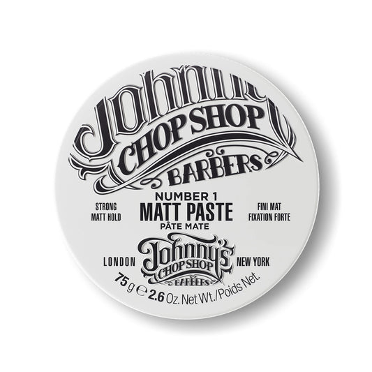 JOHNNY'S CHOP SHOP #1 Men's Hair Styling Matte Paste Pro-Quality Strong Hold, Lasting Texture, Natural Look Soybean Oil Protection & Hydration 2.6 oz