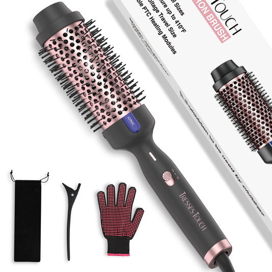 Thermal Brush 1.77", Long Lasting Hair Curling Brush, Ionic Heated Round Brushes Makes Hair Smoother Get Natural Curls, 2 Temp Settings, Universal Voltage, Easy to Use, Gifts for Women, Rose Gold