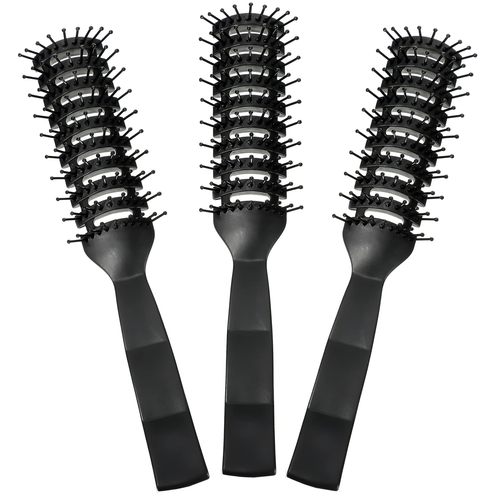 Patelai 3 Pieces Vent Hair Brush for Women Men Black Styling Hair Brush Anti Static Bristles for Wet Short Curly Straight Hair Blow Drying Quickly