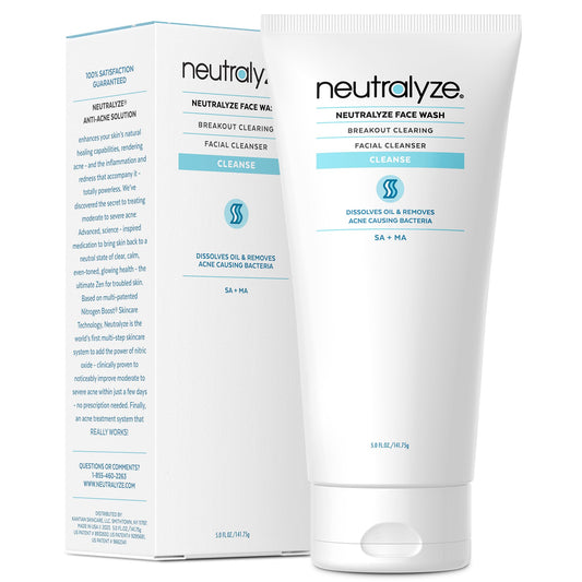 Acne Wash for Face with 2% Mandelic Acid & 2% Salicylic Acid - Professional Grade, A.H.A. + B.H.A. Facial Cleanser for Acne Prone Skin (90+ Day)