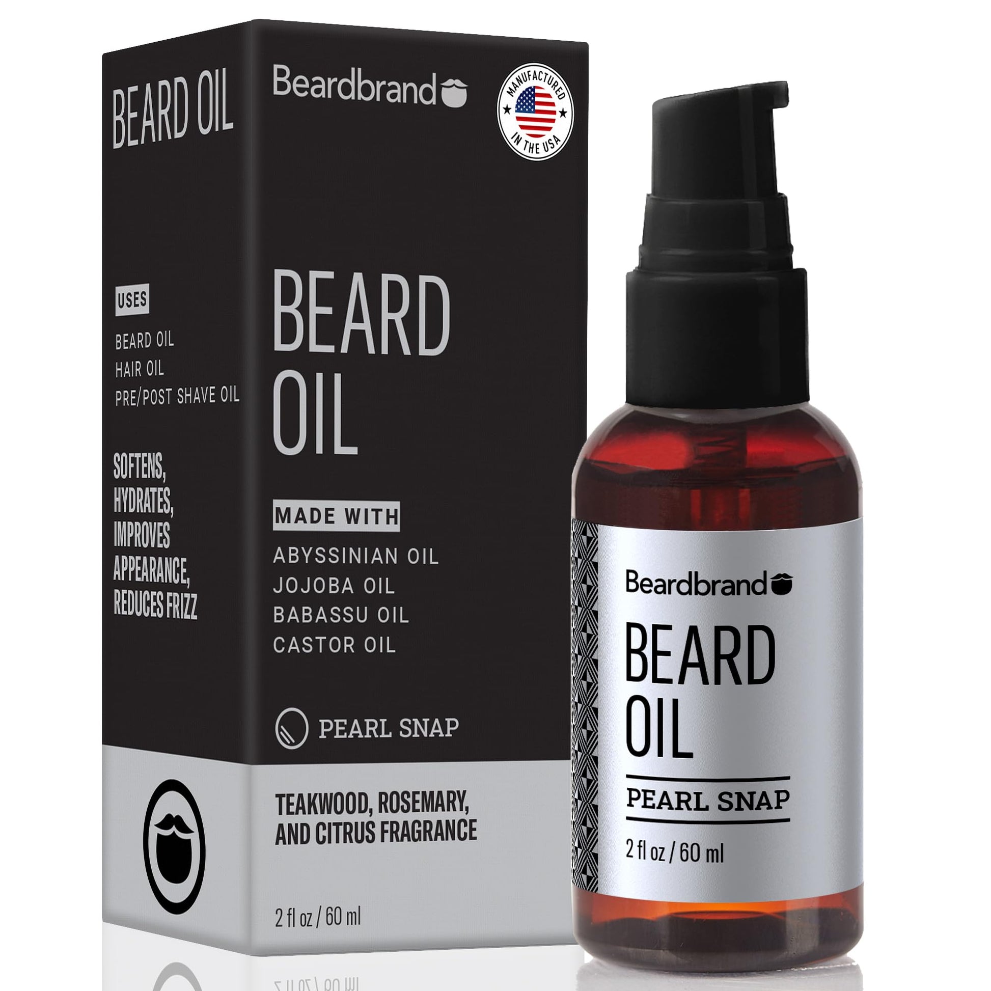 Beardbrand Beard Oil for Men, Beard Softening Oil & Mens Beard Oil - Softens & Conditions for Smooth Beard & Skin |Teakwood, Rosemary, & Citrus - 2 fl oz