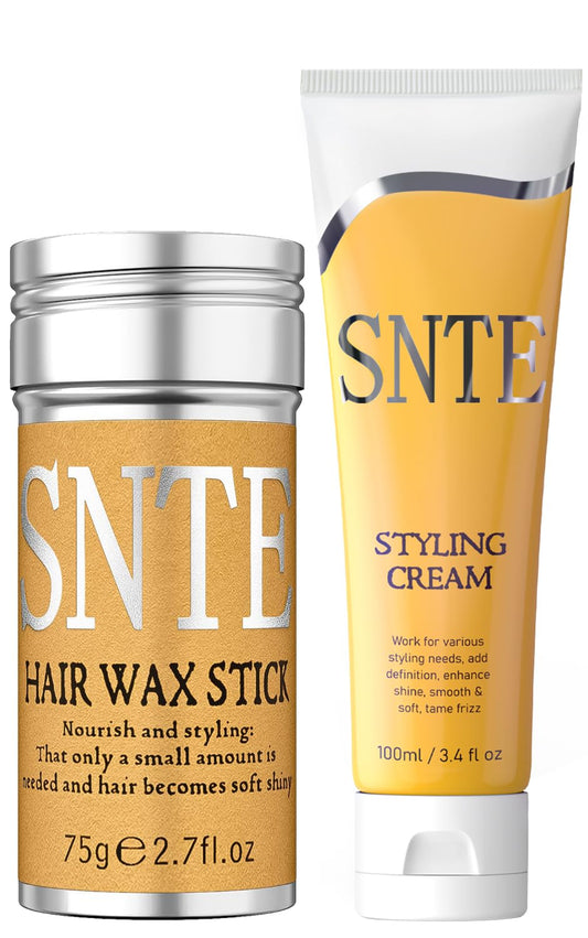 Samnyte Hair Wax Stick & Styling Cream Kit, Slick Back Hair Products for Women, Kids, Non-greasy Fly Away Stick for Hair, Hair Styling Accessories for Buns, Braiding