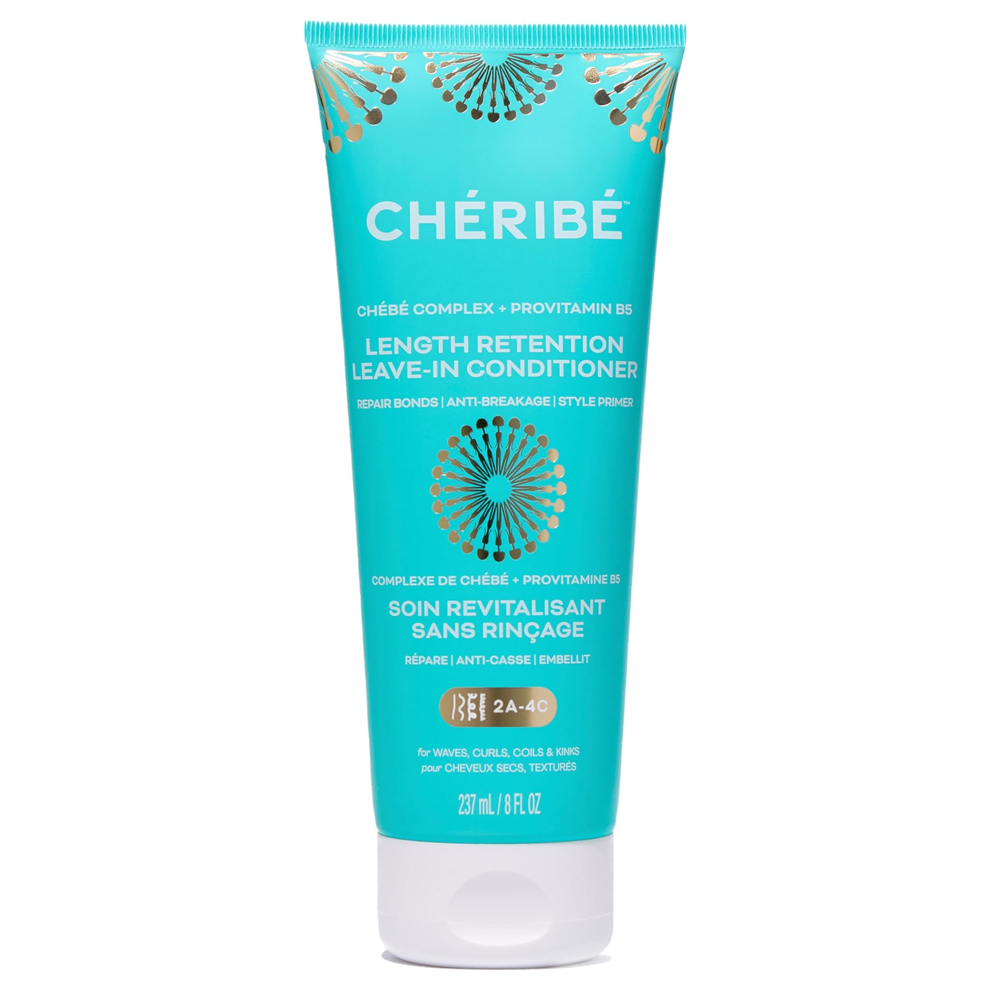 Cheribe Length Retention Leave-In Conditioner with 100% Chebe Complex + Provitamin B5, Anti-Breakage Strengthener & Detangler For All Hair Textures 2A-4C & Porosities, Sulfate-Free, 8 fl oz
