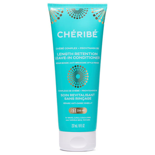 Cheribe Length Retention Leave-In Conditioner with 100% Chebe Complex + Provitamin B5, Anti-Breakage Strengthener & Detangler For All Hair Textures 2A-4C & Porosities, Sulfate-Free, 8 fl oz