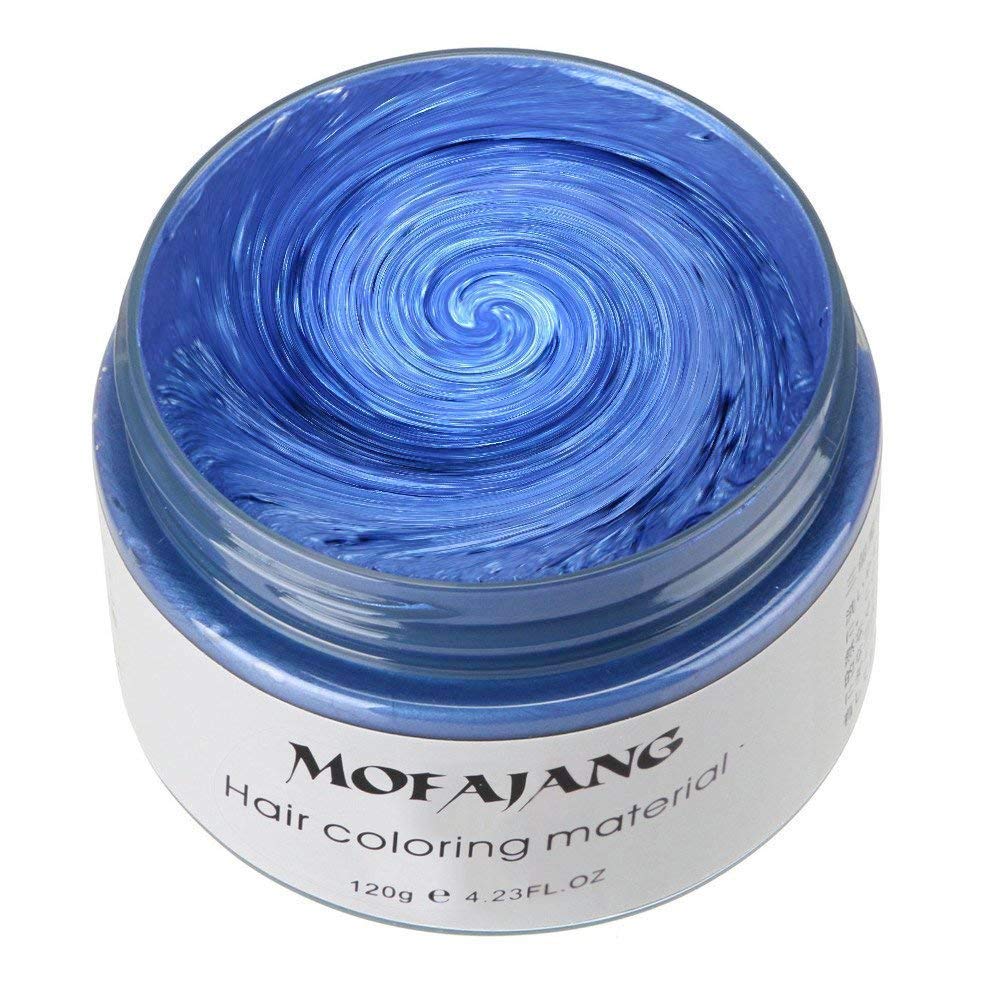 Unisex Hair Wax Color Dye Styling Cream Mud, Natural Hairstyle Pomade, Washable Temporary,Party Cosplay (New Blue)