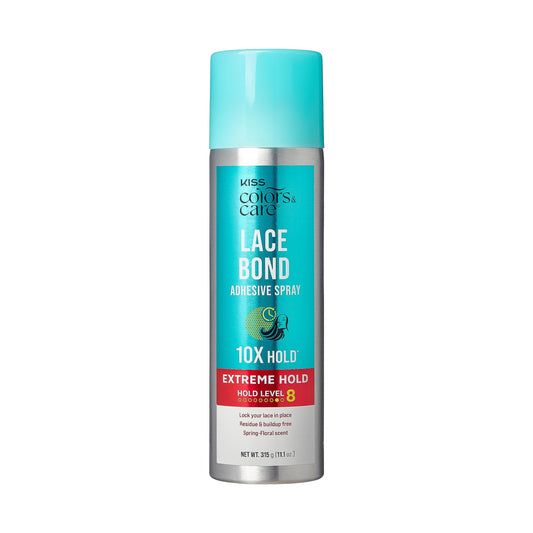 KISS Colors & Care Lace Bond Adhesive Spray Extreme Hold 11.1 oz. - Adhesive for Lace Frontals, Sweat Proof, Water-Resistant, Fast Drying, Efficient Nozzle, Convenient, Super Secure for All Day