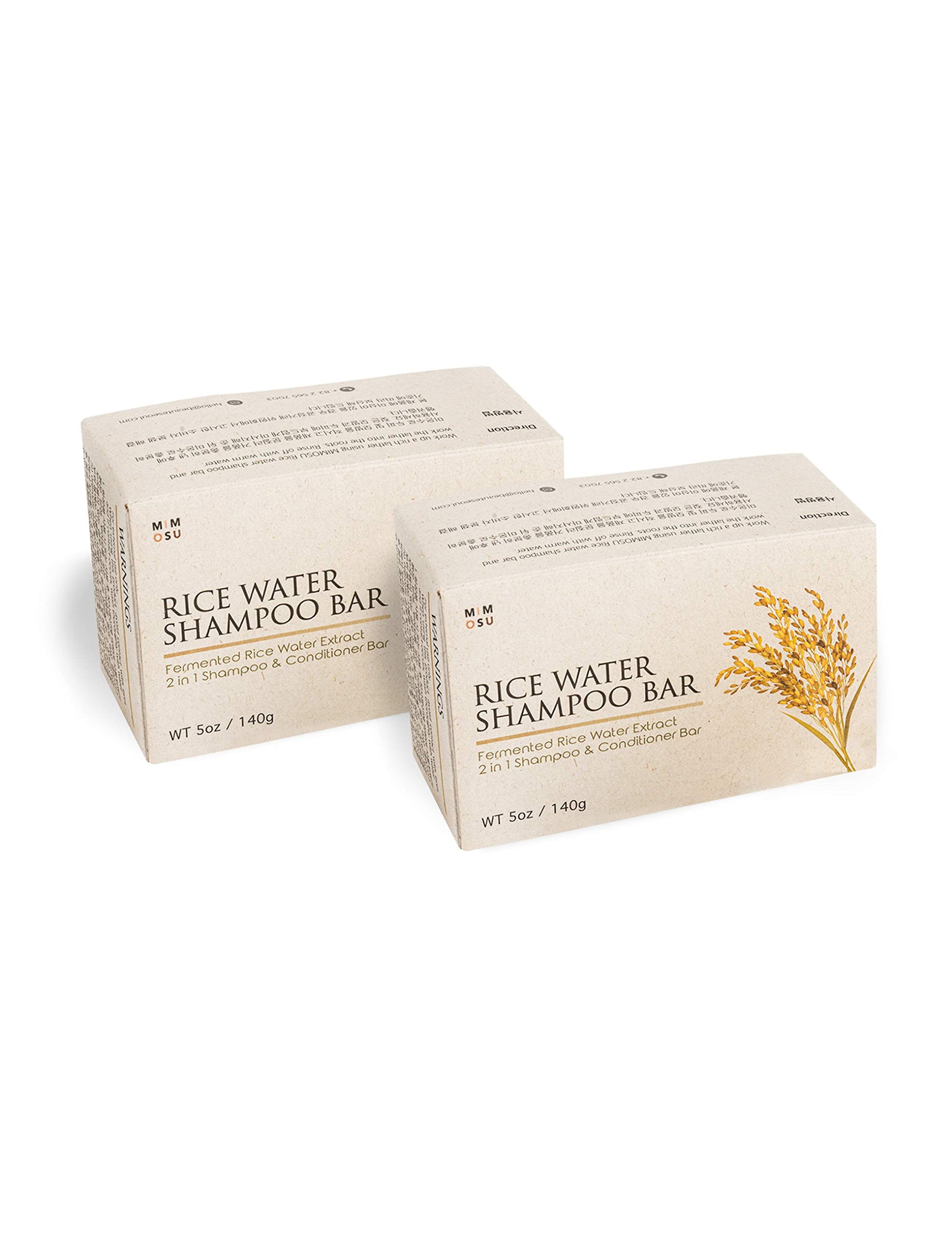 mimosu Fermented Rice Water Shampoo Bar – 2-Pack pH Balanced Unscented Solid Shampoo for hair growth, Nourishing, ECO-Friendly Korean Hair Care for Sensitive Scalp