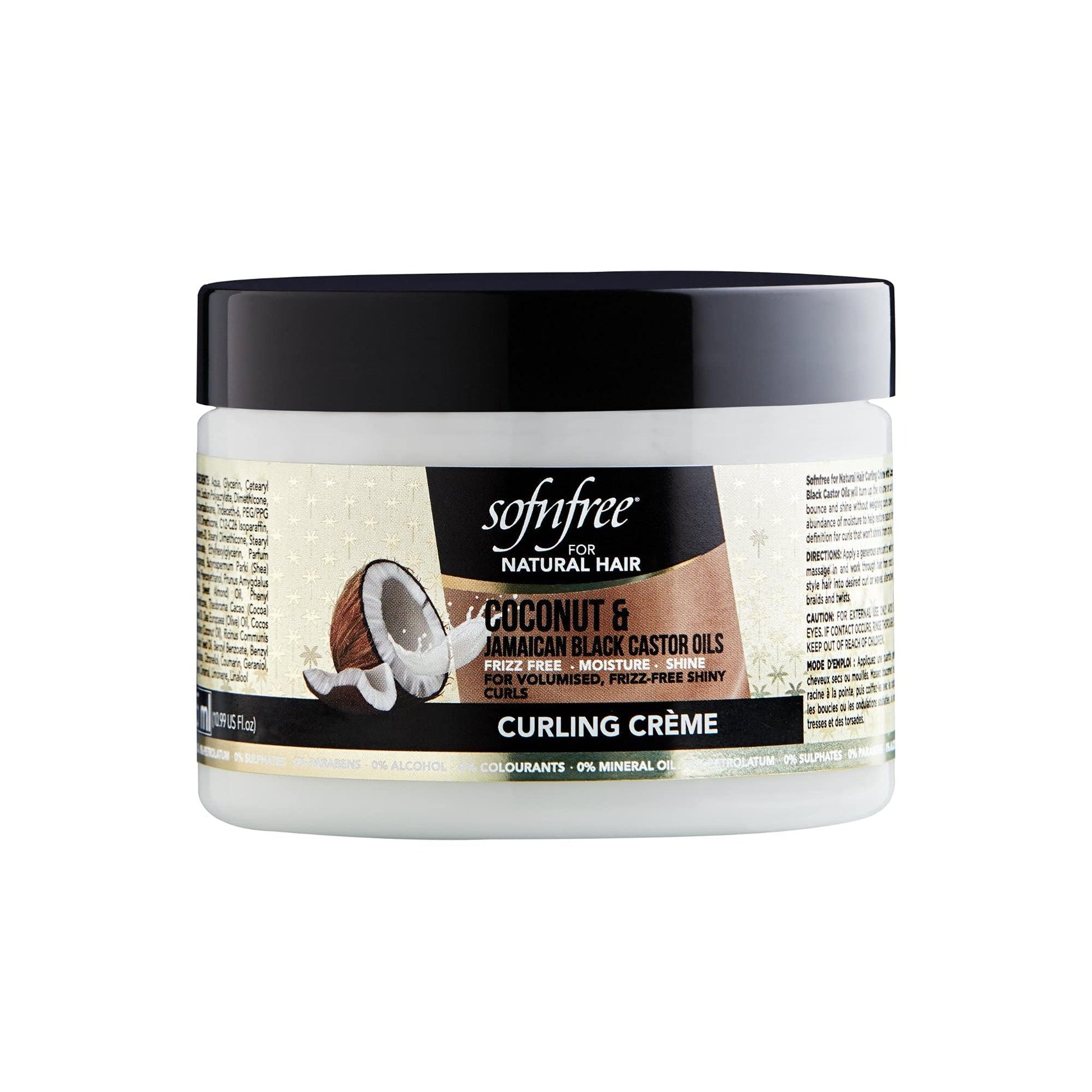 Sofn'free Coconut & Jamaican Black Castor Oil Curling Cream for Natural Hair - Volumizer & Hair Moisturizer for Coily & Curly Hair - 11 Fl Oz (Pack of 1)