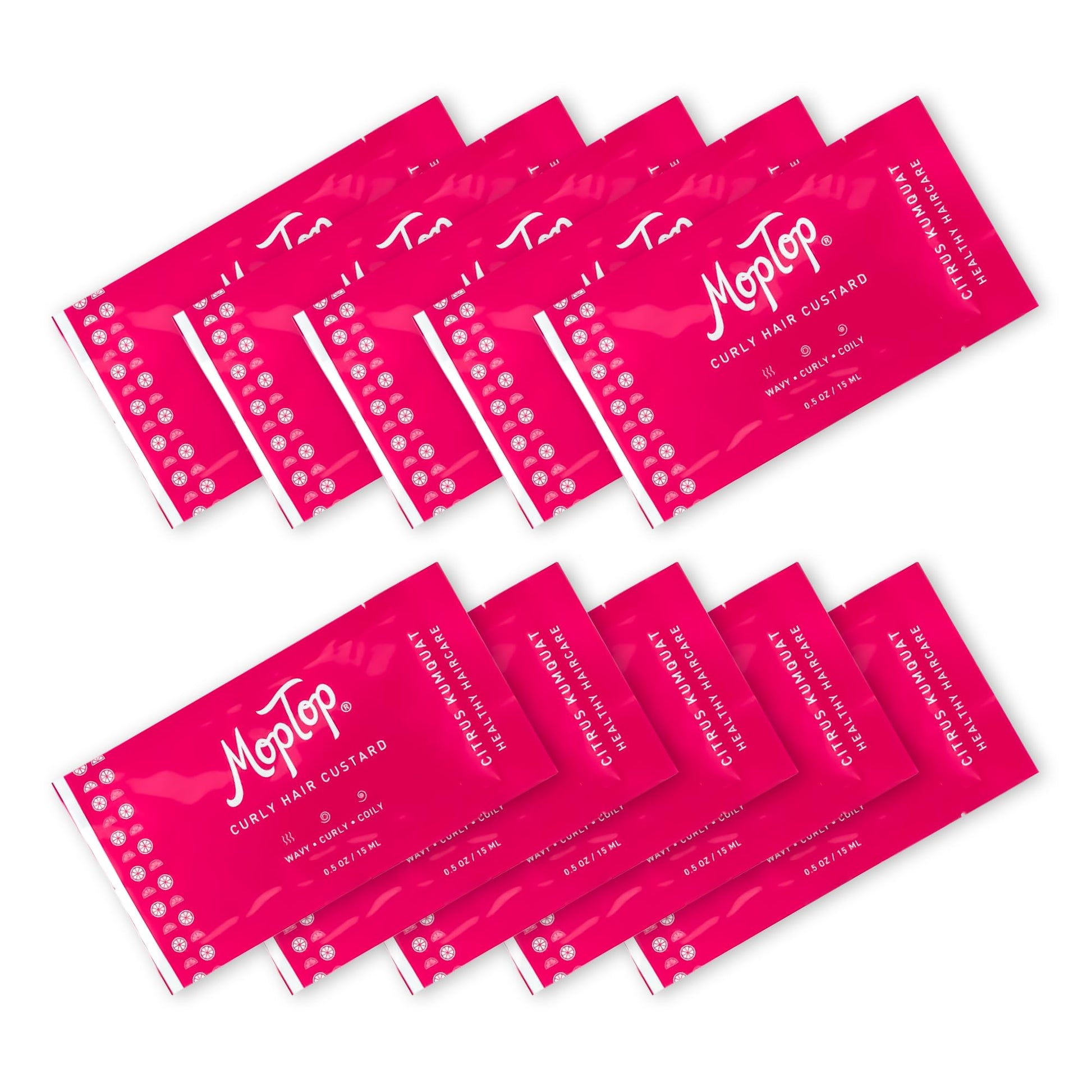 MopTop Trial Bundle - Curly Hair Custard Styling Gel for Fine, Thick, Wavy & Kinky-Coily Hair, Frizz Control, Moisturizing Curl Definer & Activator, 10 Sample Packets (0.5oz)