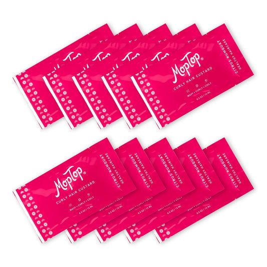 MopTop Trial Bundle - Curly Hair Custard Styling Gel for Fine, Thick, Wavy & Kinky-Coily Hair, Frizz Control, Moisturizing Curl Definer & Activator, 10 Sample Packets (0.5oz)