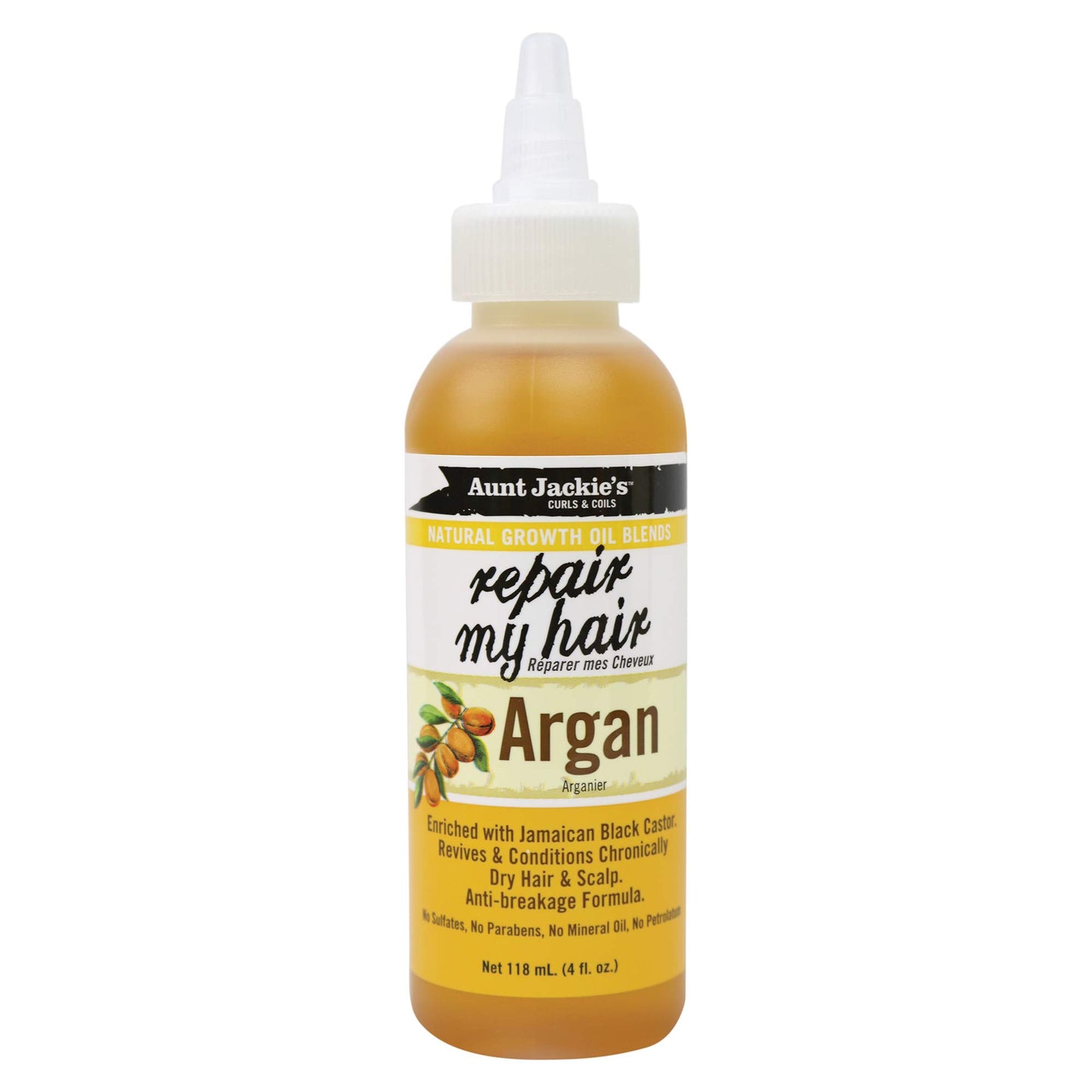 AUNT JACKIE'S Natural Growth Oil Blends Repair My Hair - Argan, Revives and Conditions Chronically Dry Hair and Scalp, Anti-Breakage Formula, 4 oz