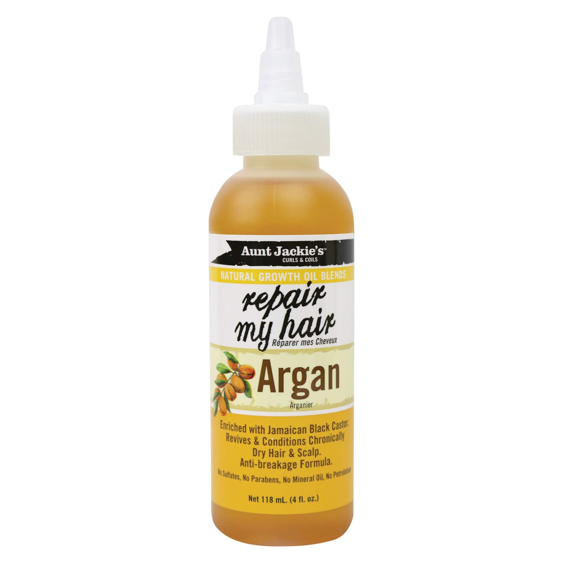 AUNT JACKIE'S Natural Growth Oil Blends Repair My Hair - Argan, Revives and Conditions Chronically Dry Hair and Scalp, Anti-Breakage Formula, 4 oz