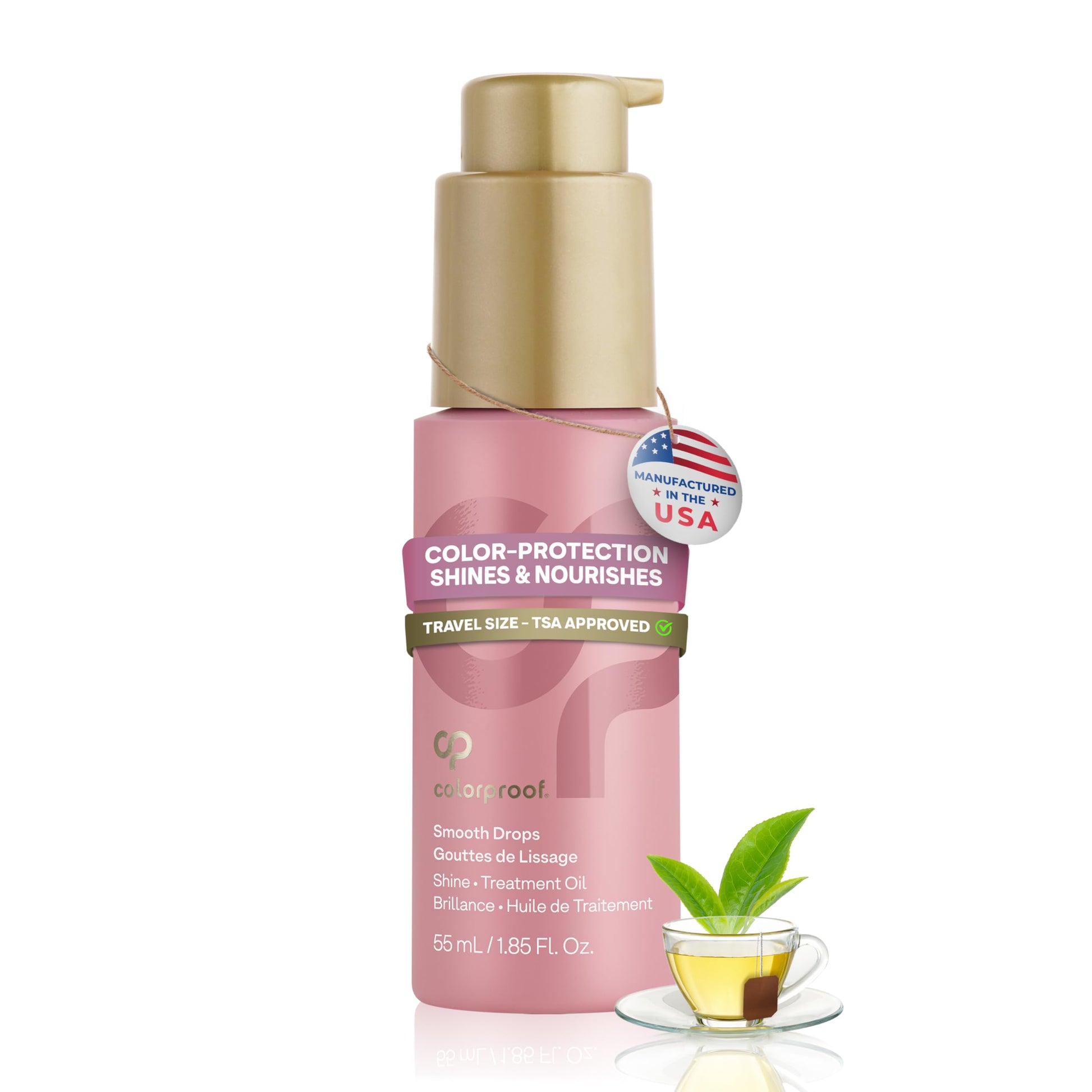 Colorproof Smooth Drops 1.86 Fl. Oz. Clear, Non-Greasy Anti-Frizz Hair Drops with a Frizz Elimination and Humidity-Resistant Formula, and Color Protection, White Tea Scent