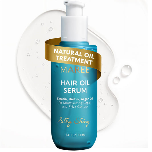 MAREE Hair Oil for Frizzy Hair with Keratin, Biotin & Vitamins - Hair Serum for Frizzy and Damaged Hair - Frizz Control Hair Care Products for Women - Aceites Para el Cabello - Keratin Hair Treatment