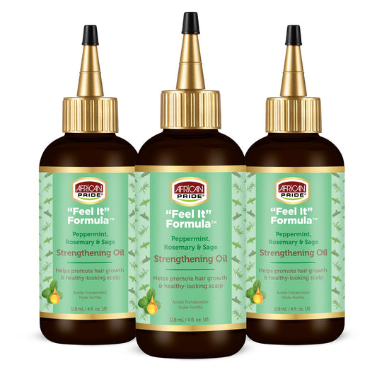 AFRICAN PRIDE Feel It Formula Hair Strengthening Oil Hair Oil with Rosemary, Peppermint & Sage Hydrates Hair, Helps Strengthens Roots & Promotes Growth | 4oz (Pack of 3)