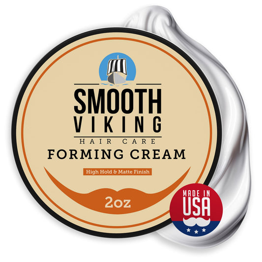 Smooth Viking Forming Cream - High Hold Styling Cream for Matte Finish, Men's Hair Products, Hair Paste for Short, Curly and Long Hair, Made in USA, 2oz