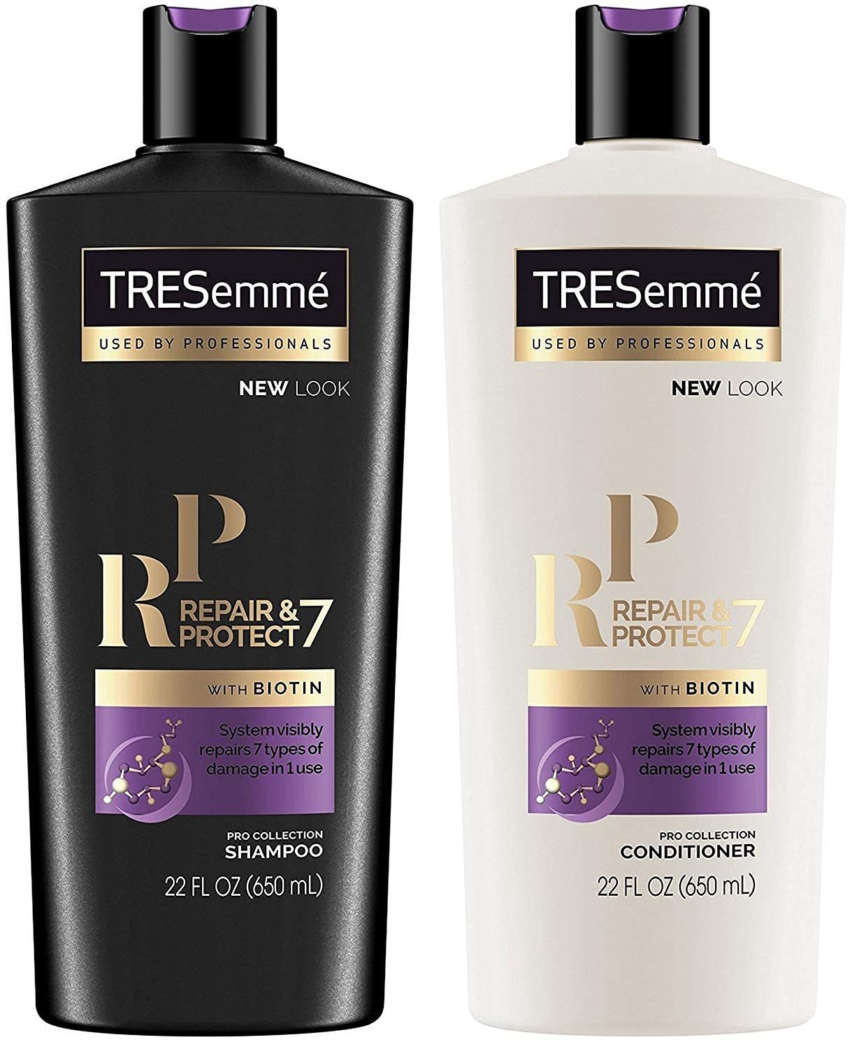 TRESEMME Shampoo and Conditioner Set, Repair & Protect 7 with Biotin, Visibly Repairs 7 Types of Styling Damage and Strengthens Hair, 22 Fl Oz each