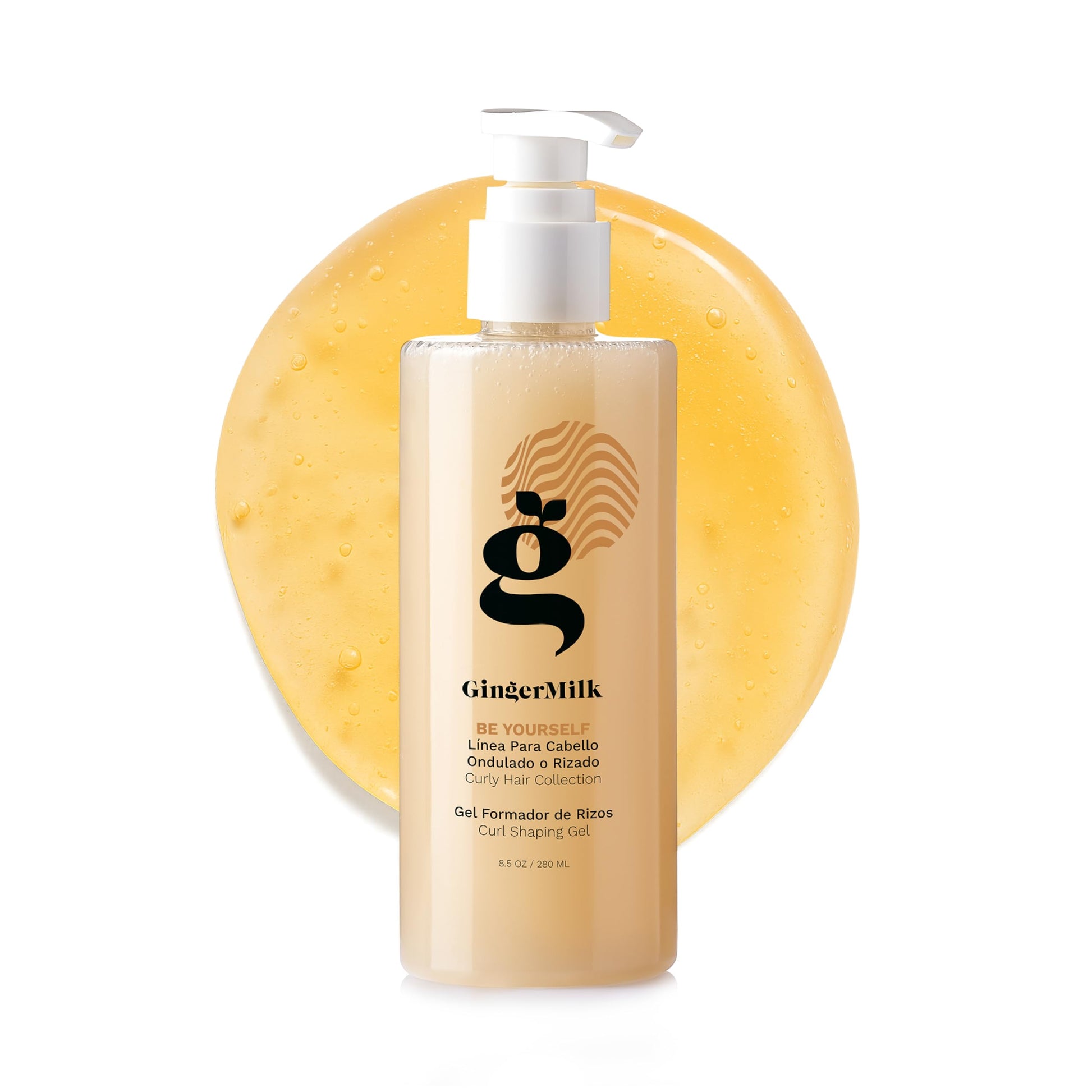 Ginger Milk Curly Defining Gel for Curly, Wavy, and Coily Hair - Hydrates, Defines, and Shines | Natural Curl Enhancer Be Yourself 8.5oz