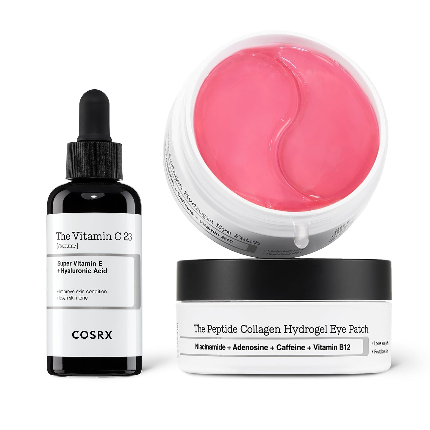 COSRX Pure Vitamin C 23% Serum + Peptide Collagen Hydrogel Eye Patch, Korean Skin Care