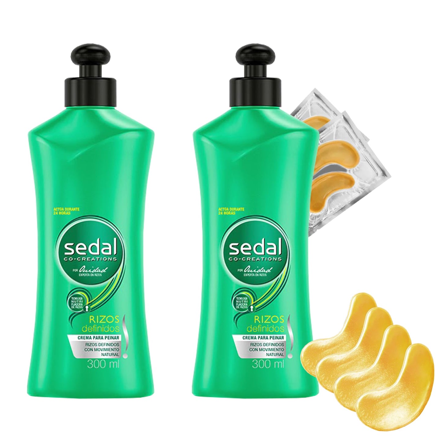 Pack 2 - Sedal Rizos Definidos styling cream 300 ml and gift hair band black, Defined Curls, Frizz Control, Bouncy Curls, Long-Lasting Hold, Nourishing Formula, Soft and Shiny Hair,