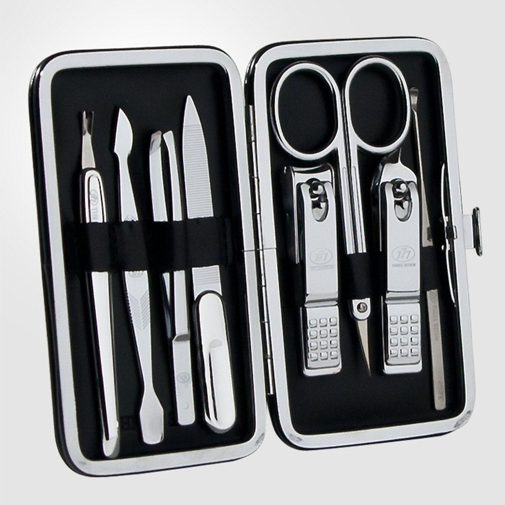 Korean Nail Clipper! World No. 1. Three Seven (777) Premium Quality Gift Travel Manicure Grooming Kit Nail Clipper Set (8 PCs, 377BVC), MADE IN KOREA, SINCE 1975