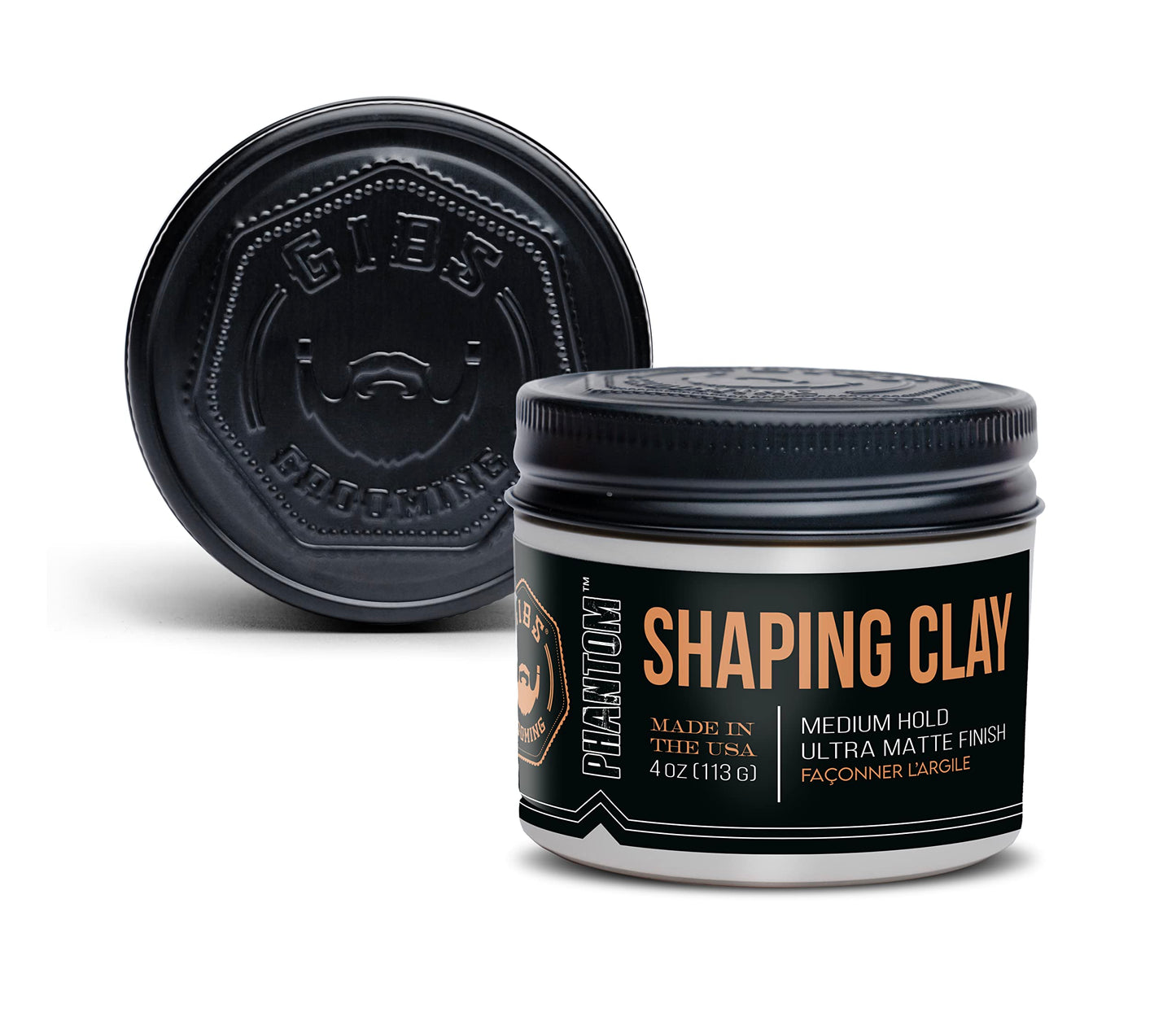 GIBS Shaping Clay, Phantom, Medium Hold, Ultra Matte Finish, Water Based, Great for Soft and Natural Looks