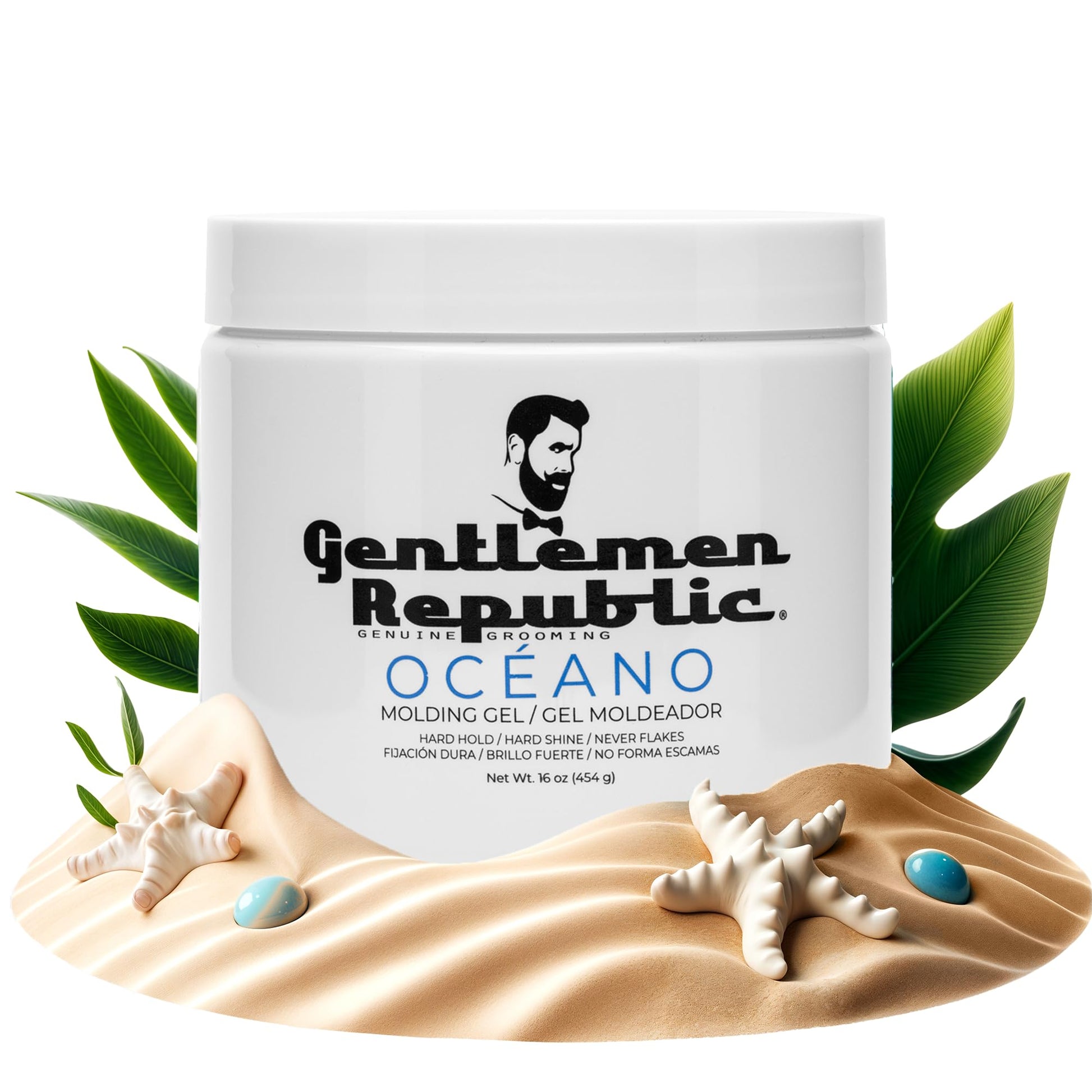 Gentlemen Republic Oceano Men's Hair Gel 16oz - Strong Touchable Hold and High Shine Styling Gel for Hair, 100% Alcohol-Free Professional Formula with Fresh Scent, Mens Hair Product Made in USA