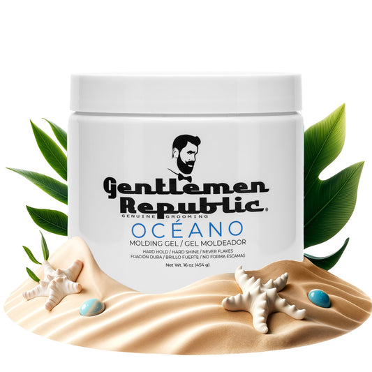 Gentlemen Republic Oceano Men's Hair Gel 16oz - Strong Touchable Hold and High Shine Styling Gel for Hair, 100% Alcohol-Free Professional Formula with Fresh Scent, Mens Hair Product Made in USA