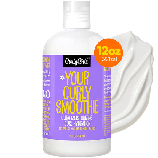 CurlyChic Your Curly Smoothie - Moisturizing Curl Smoothie for Defined, Healthy Curls with Natural Honey, Aloe Vera Gel & Butters - Sulfates & Paraben-free - Curl Creme Ideal for Textured Hair Care