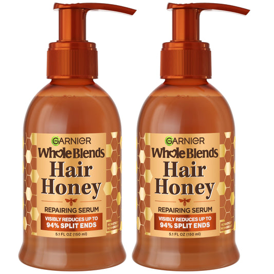 GARNIER Whole Blends Honey Treasures Hair Honey Repairing Serum for Long, Damaged Hair, 5.1 Fl Oz, 2-Count (Packaging May Vary)