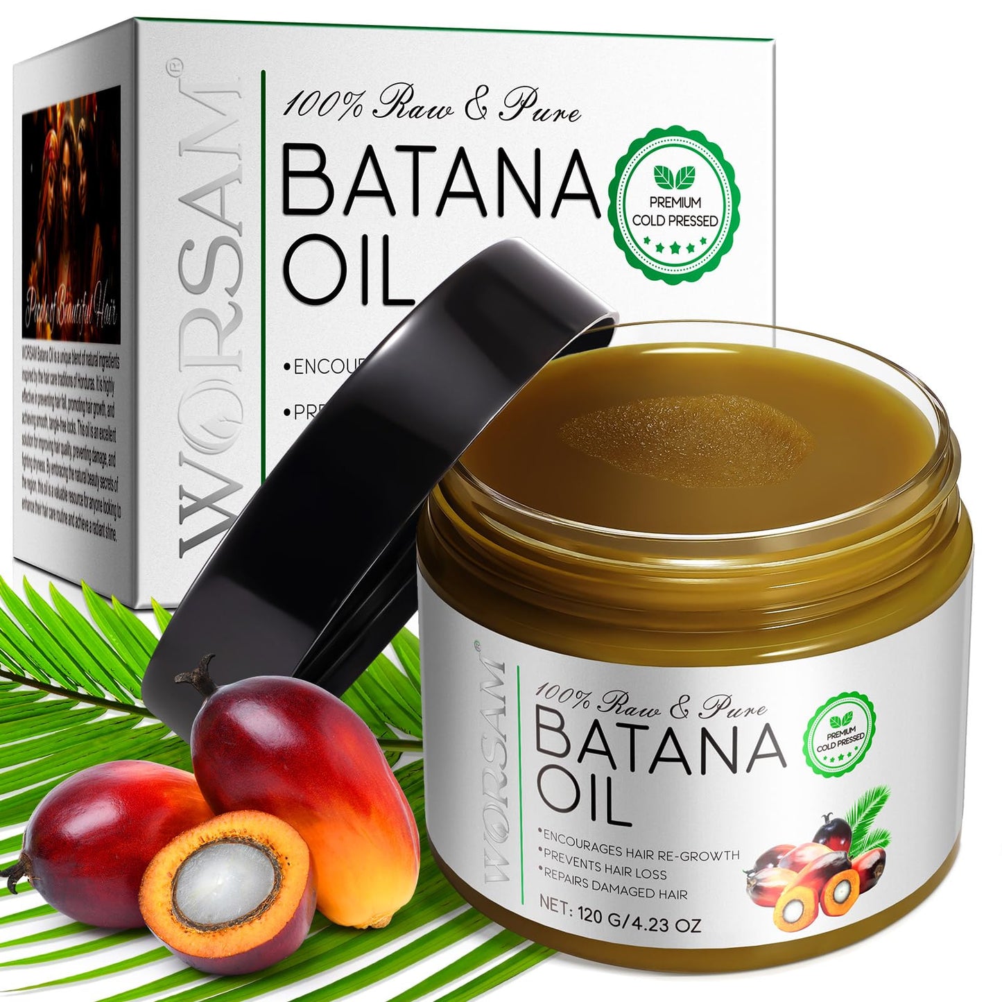Batana Oil for Hair Growth, 100% Pure & Raw Organic Oil from Honduras, Stimulate Growth, Prevent Loss, Eliminate Split Ends for Men & Women-4.23 Ounce