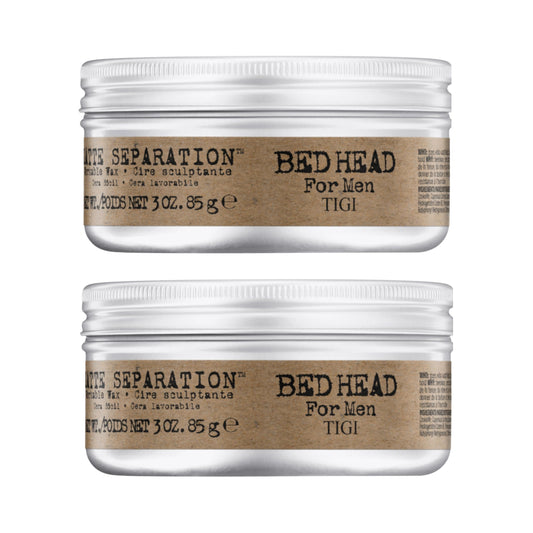 TIGI Bed Head for Men Matte Separation Workable Wax - Use for Strong Hold - For Men's Hairstyles - Use on Damp or Dry Hair - Premium Strong Hold Hair Wax - 3 oz (2 Pack)