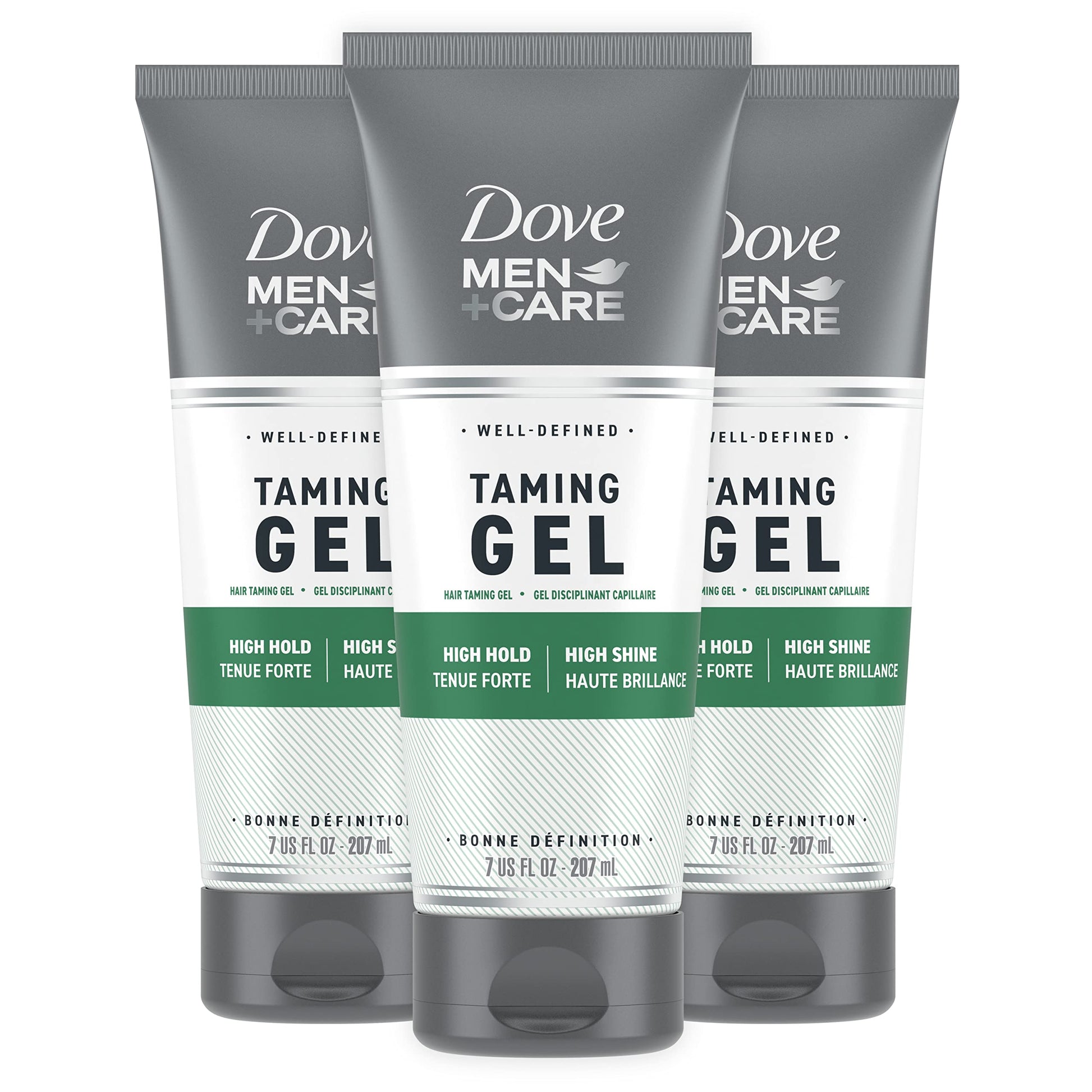 DOVE MEN + CARE Styling Gel for a Strong Hold Hair Taming Gel Hair Styling Product for Thicker and Healthier Looking Hair, 7 Fl oZ (Pack of 3)