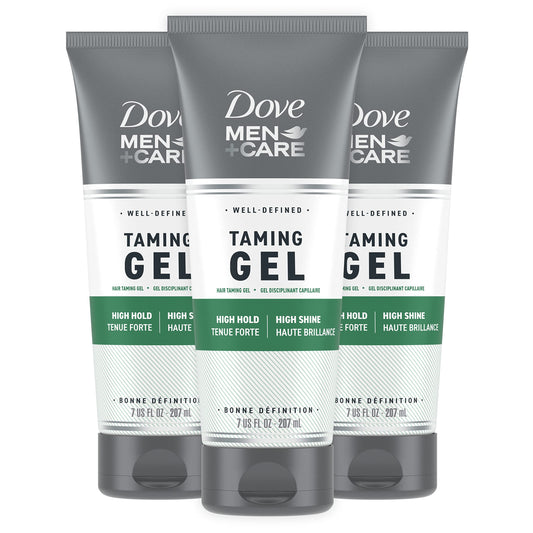 DOVE MEN + CARE Styling Gel for a Strong Hold Hair Taming Gel Hair Styling Product for Thicker and Healthier Looking Hair, 7 Fl oZ (Pack of 3)