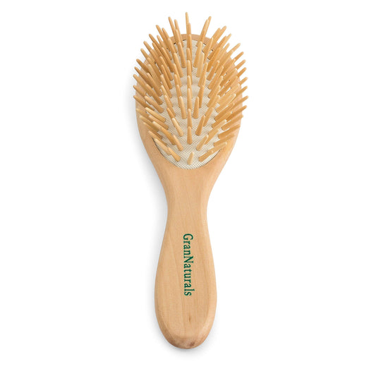 GranNaturals Wooden Brush with Wooden Bristles -Oval Wood Curly Hair Brush for Detangling and Styling for Womens Hair
