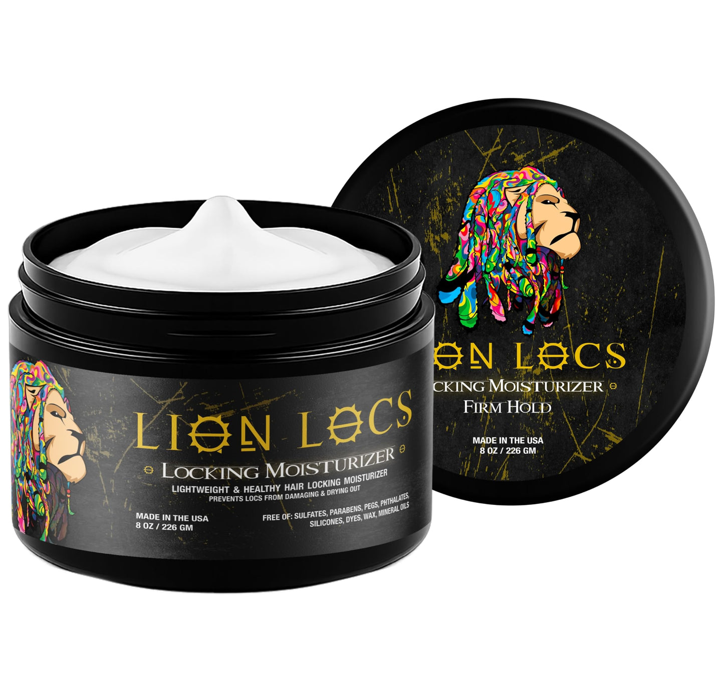Lion Locs Hair Locking Dreads Moisturizer for Dreadlocks, Locks, Microlocs, Interlocks, Braids, Fauxlocs, Sisterlocks | - Large Container Residue and Build-Up Free (8oz) (Regular)