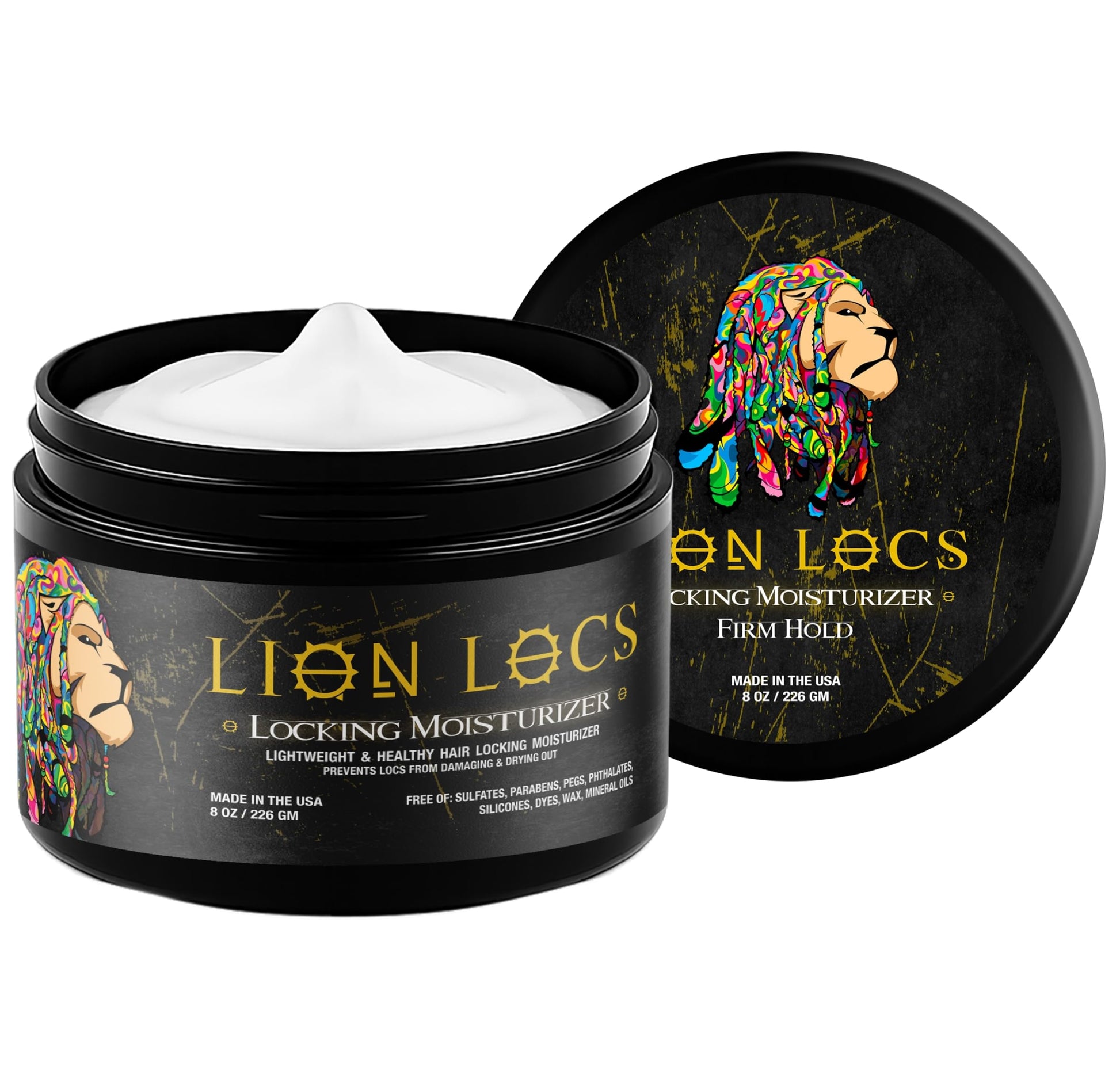 Lion Locs Hair Locking Dreads Moisturizer for Dreadlocks, Locks, Microlocs, Interlocks, Braids, Fauxlocs, Sisterlocks | - Large Container Residue and Build-Up Free (8oz) (Regular)