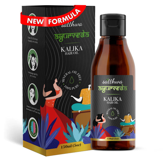 Satthwa Kalika Hair Oil - Make Your Hair Naturally Darker Helps Fight Greying and Black of Hair Naturally Suitable for All Types Hair Men and Women- 150ml (5oz)