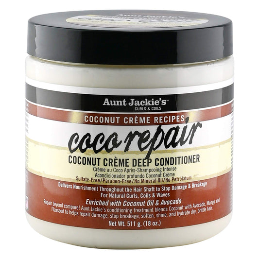 AUNT JACKIE'S Coconut Cr�me Recipes Coco Repair Deep Hair Conditioner, Delivers Nourishment, Stops Damage, Breakage for Natural Curls, 18 oz