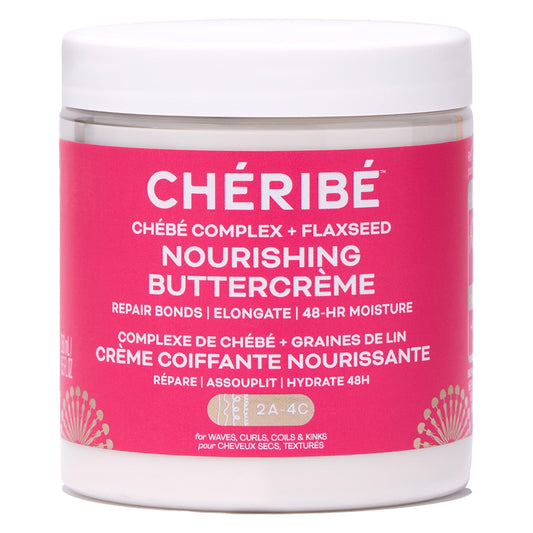 Cheribe Flexible Styling Buttercreme with 100% Chebe Complex + Flaxseed, Lightweight Moisturizer + Curl Styler For All Hair Textures 2A-4C & Porosities, Sulfate Free, 8.5 oz